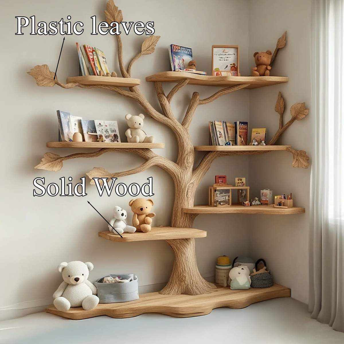 Tree Kids Bookshelf Natural Trees Handmade Baby Room Decor Gift - Image 4