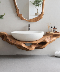 Mid Century Live Edge Floating Vanity Small Bathroom Style