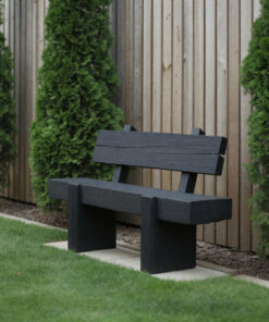 Modern Solid Wood Outdoor Bench With Charred Finish For Garden Or Patio