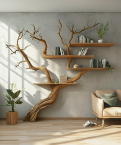 Tree Branch Shelf Wall Mount Bookshelf