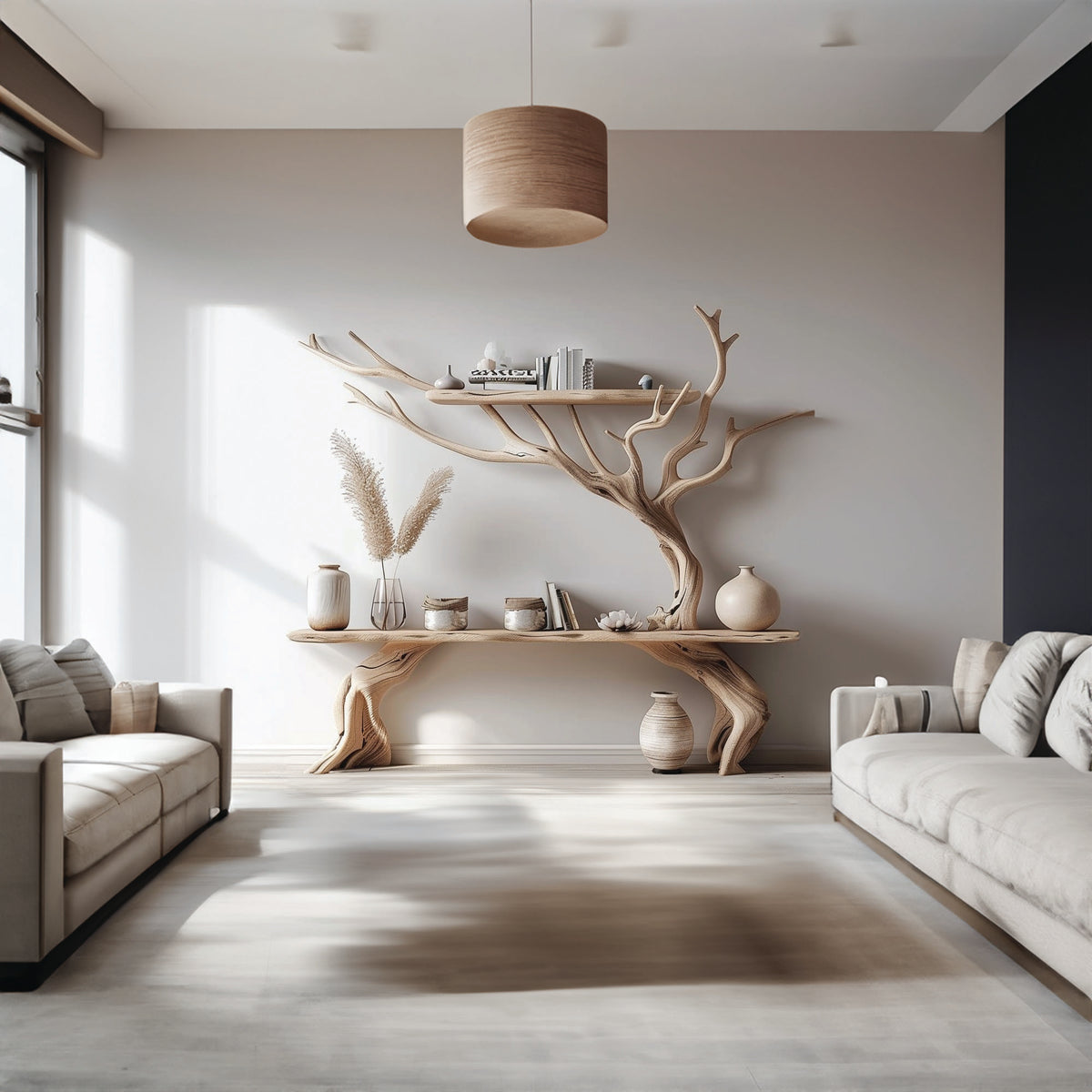 Driftwood Narrow Console Table With Tree Branch - Image 2