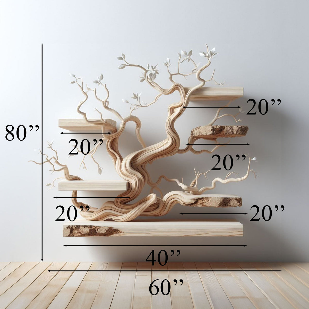 Tree Branch Shelf Live Edge Floating Driftwood Shelf - Image 4