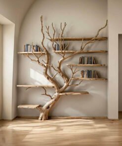 Tree Bookshelf Wall Mount Solid Wood Bookcase