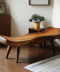 Rustic Wooden Bench With Simple Design For Home Comfort