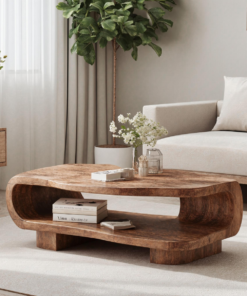 Farmhouse Wooden Coffee Table For Entryway Accent