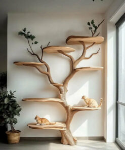 Handmade Wooden Cat Tree Modern Large Climbing Tree Unique