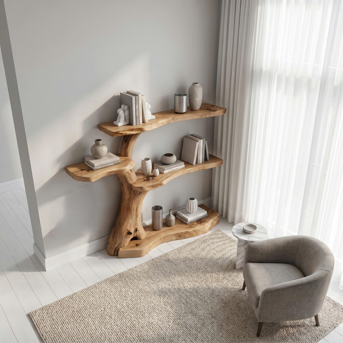 Rustic Corner Tree Bookshelf Kids Room Nursery - Image 2