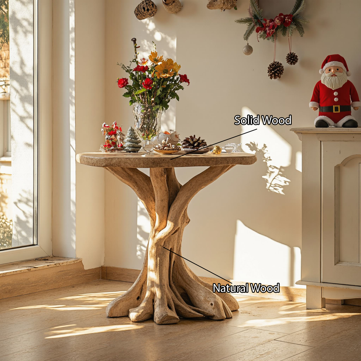 Reclaimed Wood End Table Living Edge Table Xmas Decor - Image 4